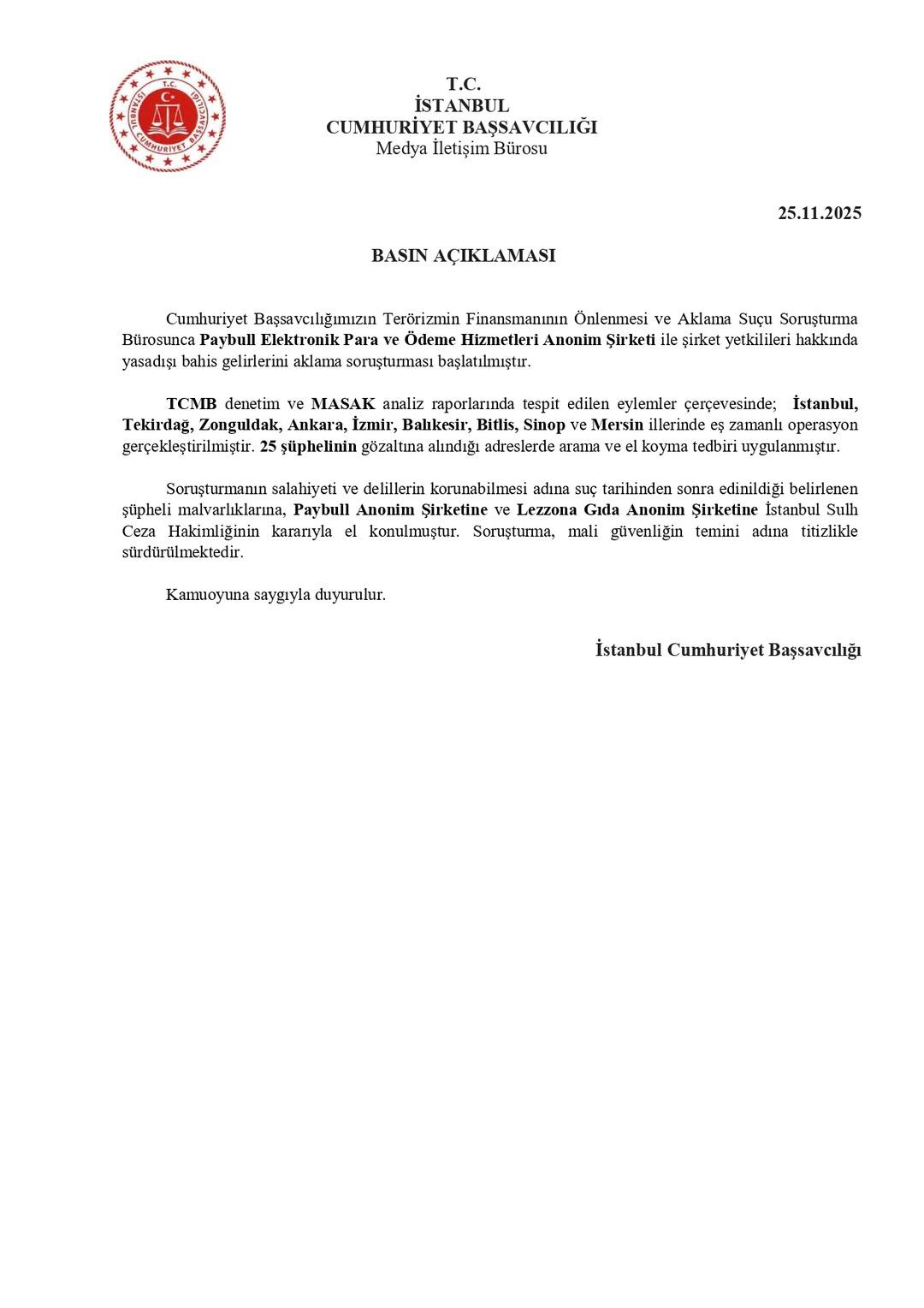 Paybull'a yasa dışı bahis gelirlerini aklamaktan soruşturma! Mal varlıklarına el konuldu, 25 kişi gözaltına alındı, 2 kişi gözaltına alındı